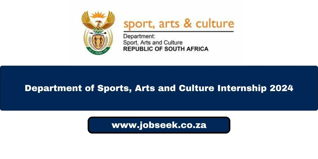 An advertisement for an internship program at department of sports, arts and culture
